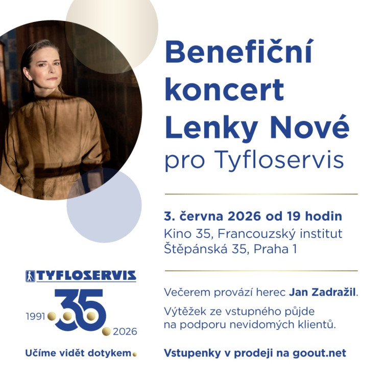 Benefiční koncert Lenky Nové pro Tyfloservis na podporu nevidomých