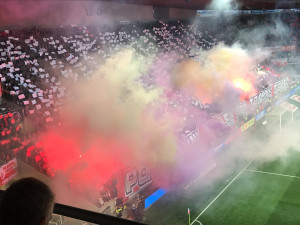 Domácí fanoušci se postarali o výbornou atmosféru.