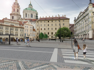 Takhle bude vypadat Malostranské náměstí. Město chce rekonstrukcí zklidnit dopravu.