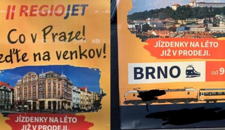 Co v Praze! Jeďte na venkov! Dopravce nabízí jízdenky do Brna kontroverzní kampaní