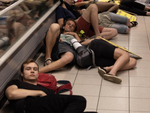 Aktivisté zaplavili Albert v Arkádách. Protestovali proti kampani za záchranu lesů.