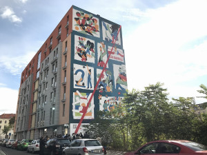 FOTO, VIDEO: V Holešovicích vznikla nástěnná malba. Symbolizuje přátelství Česka a Polska