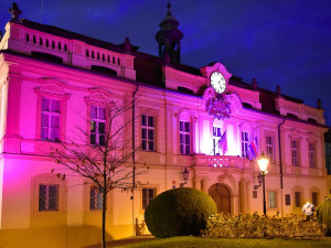 Libeňský zámek se včera rozzářil purpurově na počest Světového dne předčasně narozených dětí