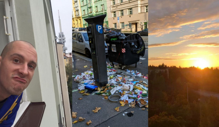FOTOGALERIE: Jaký výhled z okna mají Pražané? Odpadky i krásné západy slunce