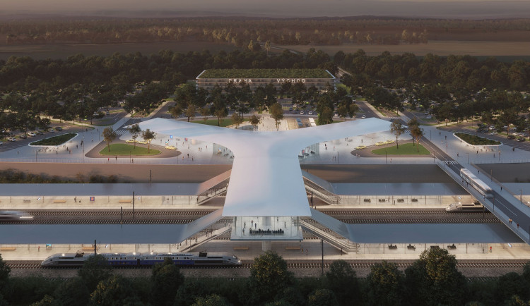 VIZUALIZACE: Podívejte se, jak bude vypadat první terminál vysokorychlostní železnice v Česku Praha východ