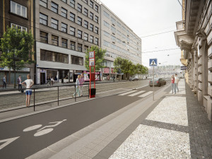 Z Revoluční ulice bude promenáda s širokými chodníky, lavičkami a dlažbou místo asfaltu