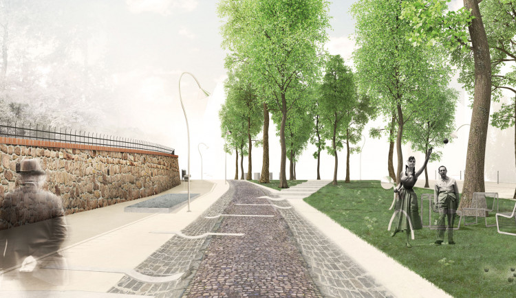 Vizualizace nového parku z pohledu od jihu.