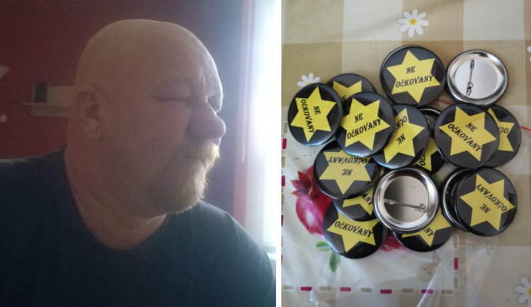 Neočkovaný. Známý antisemita na sebe opět upozornil plackami s židovskou hvězdou.