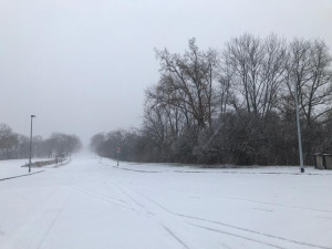 Praha se probudila do zasněženého rána. Milovníci běžkování vyrazili na cyklostezky
