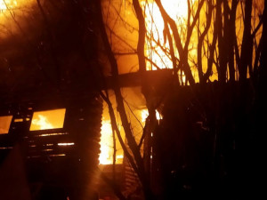 V Praze hořela chata. Hasiči v požářišti našli mrtvého psa