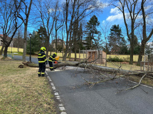 Silný vítr komplikoval dopravu, lámal stromy a strhával plechy. Hasiči měli přes 130 zásahů