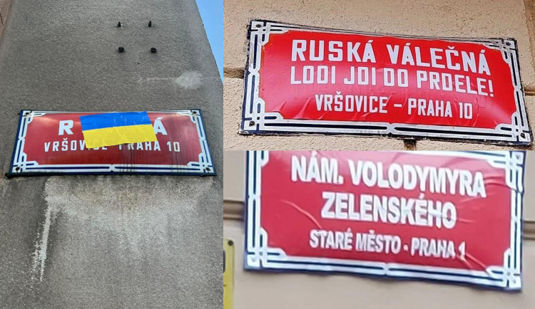 Ruská válečná lodi, jdi do p*dele nebo náměstí Volodymyra Zelenského. Pražané dávají místům nová jména