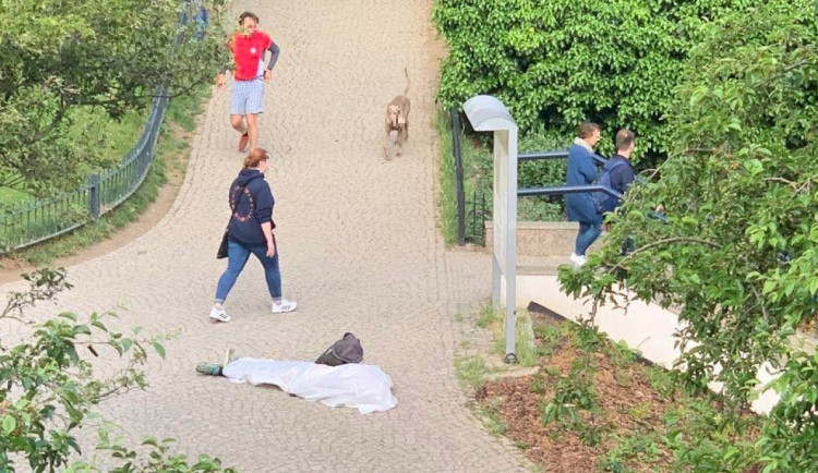 Kolemjdoucí objevili na Petříně mrtvolu muže uprostřed chodníku. Na místě je policie