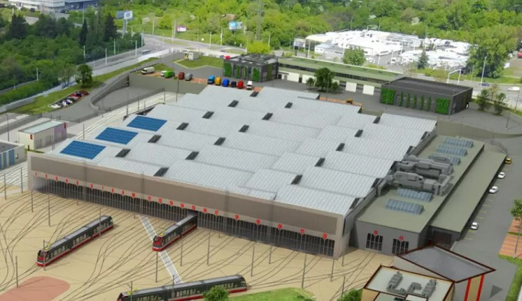 Projekt nové vozovny v Hloubětíně.