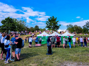 FOTO: Na Parukářce proběhlo Žižkovské pivobraní. Otáčely se podtácky a hrálo se na harmoniku