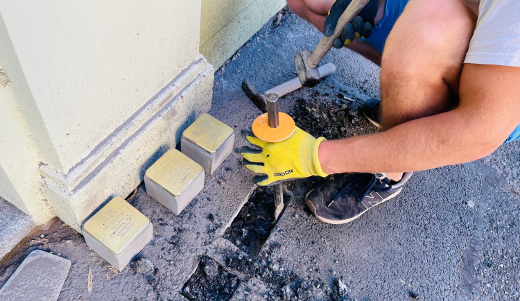 Kameny zmizelých v chodníku ulice Laubova