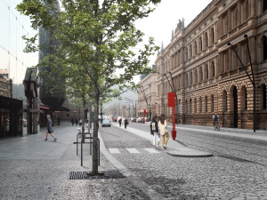 VIZUALIZACE: Ulicí Na Příkopě bude jezdit tramvaj. Zastávku bude mít před Obecním domem