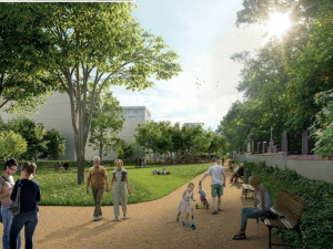 VIZUALIZACE: Nechvalně známá Olšanská se má změnit k nepoznání. Více stromů i rybník