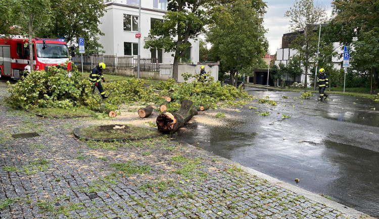 Pád stromu a omezení provozu na letišti. Výstraha před bouřkami platí do večera