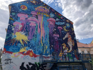 Přes 120 metrů plochy, tři a půl dne práce, sedmdesát plechovek barvy. Nový murál v Karlíně je hotov