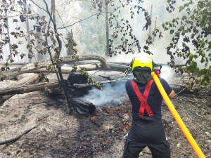 VIDEO: V Hřensku pomáhá padesátka hasičů z Prahy. Do nepřístupných míst nosí vodu na zádech