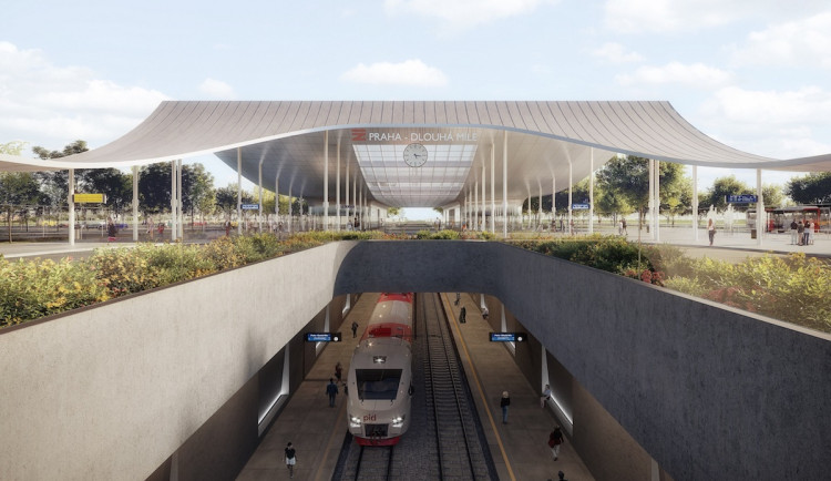 VIZUALIZACE: Dopravní terminál Dlouhá Míle na železniční trati k letišti dostal podobu