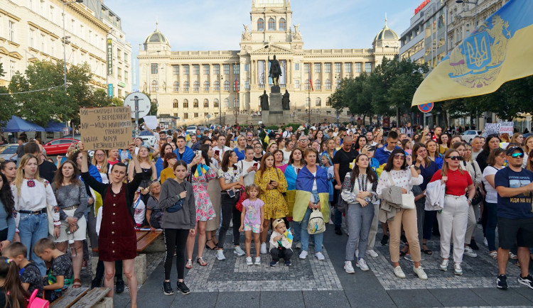 Demonstrace na Václavském náměstí.