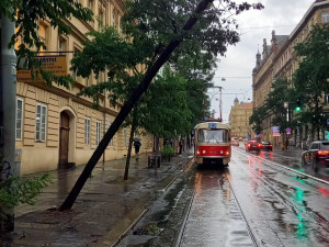 Bouřka v Praze vyvracela stromy, voda zaplavila ulice