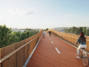 VIZUALIZACE: Nová lávka propojí Kačerov a Roztyly. Povede podél magistrály