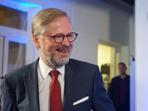 Petr Fiala ve volebním štábu SPOLU. Foto: Honza Faltus