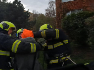 VIDEO: Z požáru bytu v Praze zachránili hasiči šest lidí a psa