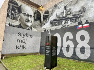 Nástěnná malba na Žižkově připomíná protest Poláka Ryszarda Siwiece proti okupaci