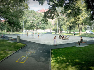 VIZUALIZACE: Praha 6 opravuje park v Bubenči. Přidá lavičky a fontánu, hotovo by mělo být na jaře