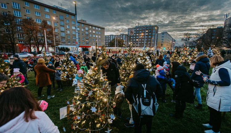 Na Kubánském náměstí jsou stromečky základních a mateřských škol.