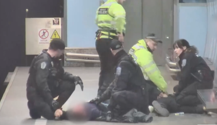 Muži se rvali v soupravě i na nástupišti.