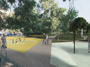 VIZUALIZACE: Praha 2 chystá revitalizaci Sadů Bratří Čapků. Oddělí děti a pejskaře
