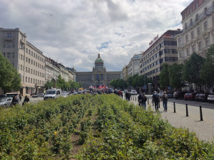 V Praze probíhá demonstrace proti vládě. Sešli se příznivci Vrabela i komunisté