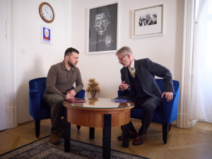 Fiala uvítal na úřadu vlády Zelenského, který zahájil druhý den návštěvy