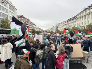 V Praze se dnes sešli lidé na podporu Palestiny i Izraele, přišla Černochová