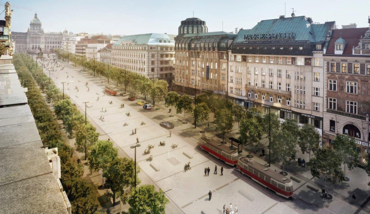 Tramvaje se vrátí do horní části Václavského náměstí. Zhotovení nové trati bude stát přes miliardu