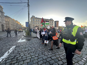 Na náměstí Jana Palacha se sešlo přes 200 lidí podporujících Palestinu