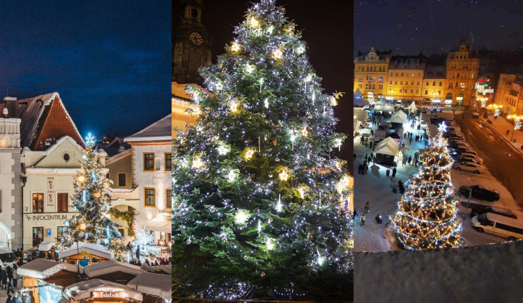 ANKETA: Jihočeská města rozsvítila vánoční stromky. Který je nejhezčí?
