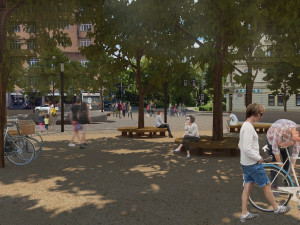 Praha zahájila práce na rekonstrukci náměstí Jiřího z Poděbrad, vykácí padesát stromů