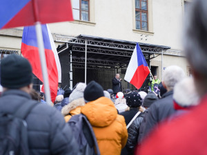 FOTOGALERIE: Traktor, vlajky a guláš. Podívejte se, jak vypadal protest zemědělců v Praze