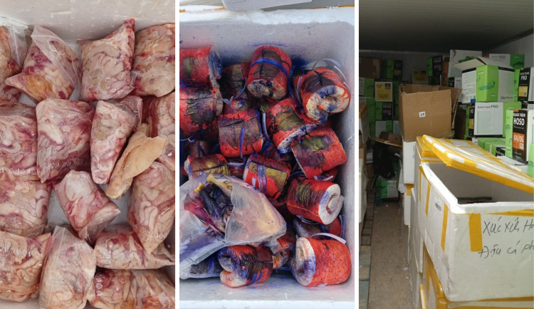 Maso inspektoři znehodnotili barvou.