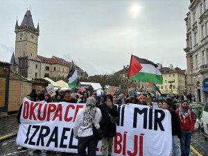 Na pražském Klárově se dnes sešly stovky lidí na podporu Palestiny. Vystoupil i Tomáš Klus