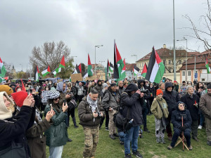 Na pražském Klárově se dnes sešly stovky lidí na podporu Palestiny. Vystoupil i Tomáš Klus