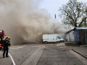 Hasiči v Nuslích zachránili z hořící budovy kočku