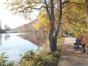 VIZUALIZACE: Podél Vltavy v Praze 8 vybudují cyklostezku a rekreační plochy, stavět se začne na podzim