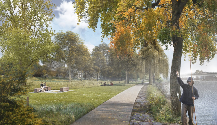 VIZUALIZACE: Podél Vltavy v Praze 8 vybudují cyklostezku a rekreační plochy, stavět se začne na podzim